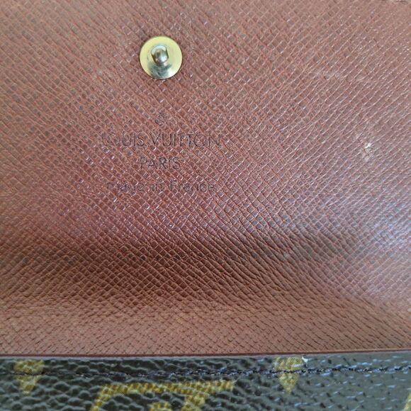 LOUIS VUITTON LV Vintage 1995 Monogram Leather Wallet Brown Medium Trifold Elise - Picture 7 of 13